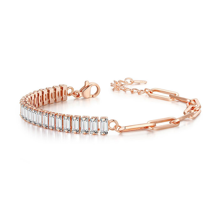 Lady Solid Color Copper Plating Inlay Zircon Gold Plated Bracelets