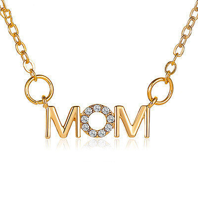 Mode einfache englische Brief Halskette Mutter Anhänger Schlüsselbein Kette MOM Muttertag Halskette