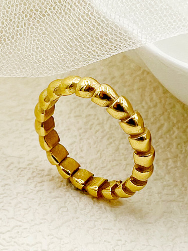 Anéis banhados a ouro de aço inoxidável irregular estilo vintage a granel