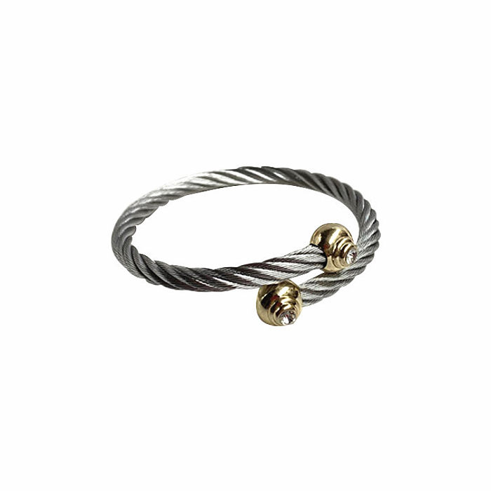Pulseras de anillos unisex de acero inoxidable con rayas en espiral de estilo vintage