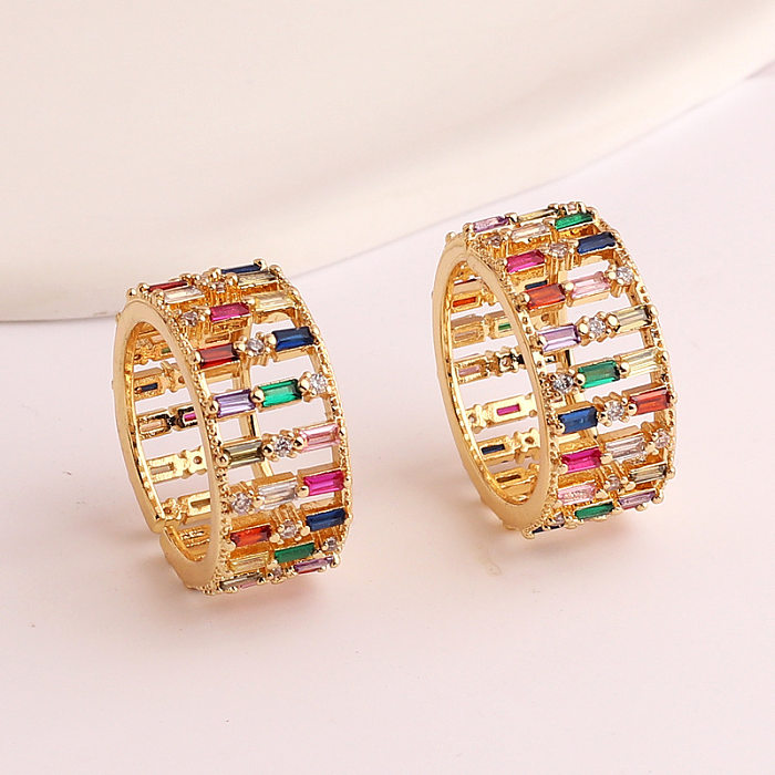 Fashion Square Copper Plating Inlay Zircon Rings 1 Piece