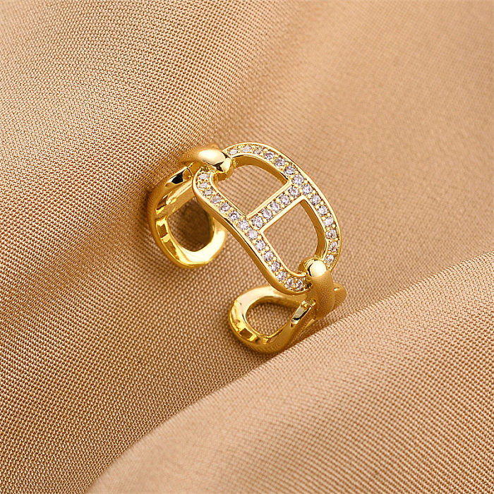 Fashion Geometric Snake Butterfly Copper Open Ring Plating Artificial Gemstones Copper Rings