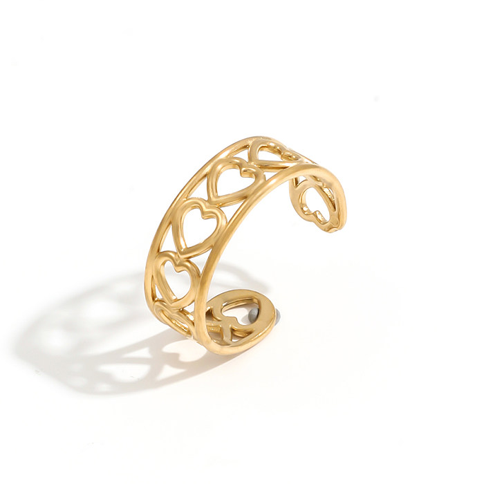 Simple Style Classic Style Solid Color Stainless Steel Plating Hollow Out 18K Gold Plated Open Rings