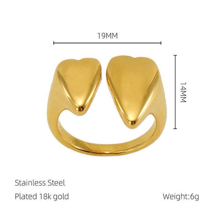 Anillo abierto chapado en oro de 18 quilates con revestimiento de acero inoxidable geométrico estilo IG