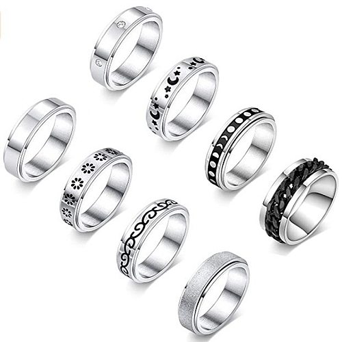 Turnable Titanium Steel Ring Female Decompression Ring European And American Jewelry