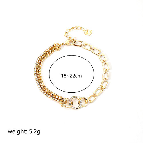 Hip-Hop Rock Commute Round Copper Toggle Plating Inlay Zircon 18K Gold Plated Silver Plated Bracelets