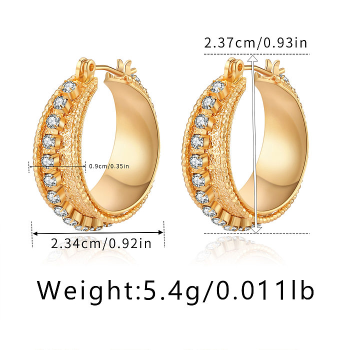 1 Pair IG Style Simple Style Circle Plating Inlay Copper Zircon 18K Gold Plated Earrings