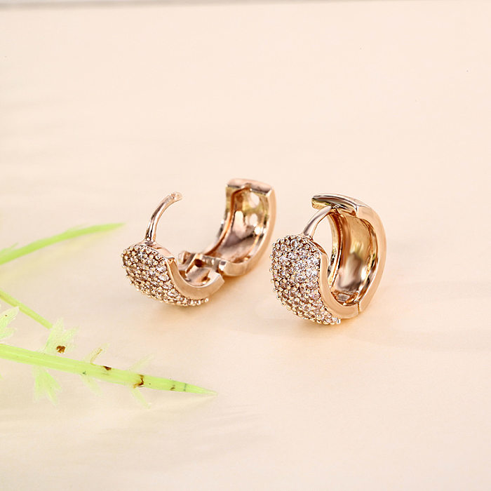 1 Pair Sweet Simple Style Solid Color Plating Inlay Copper Zircon Rose Gold Plated White Gold Plated Gold Plated Earrings