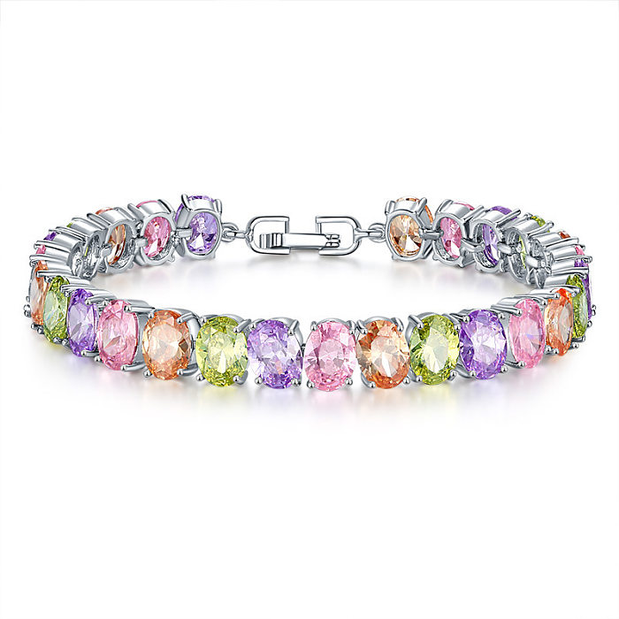 Casual Simple Style Classic Style Round Copper Inlay Zircon Bracelets