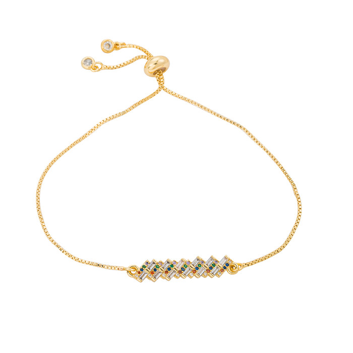 Hip-Hop Anchor Pineapple Copper Gold Plated Zircon Bracelets 1 Piece