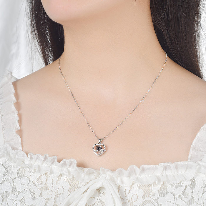 1 Stück Damen-Halskette mit Herzform, Kupferbeschichtung, Inlay, künstliche Edelsteine