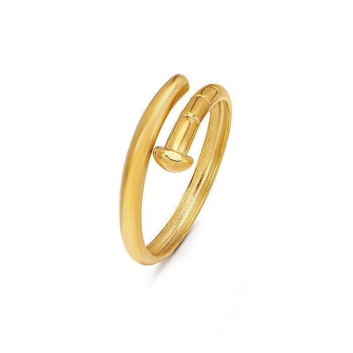 Wholesale Simple Style Solid Color Stainless Steel Plating 18K Gold Plated Open Rings
