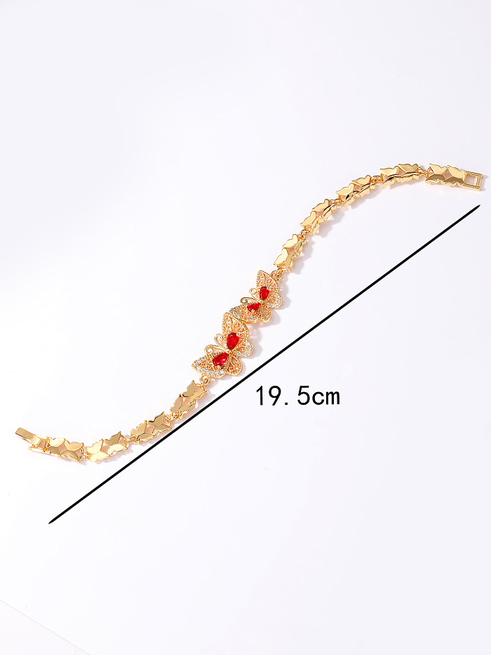 1 Piece Fairy Style Butterfly Copper Plating Inlay Zircon 18K Gold Plated Bracelets