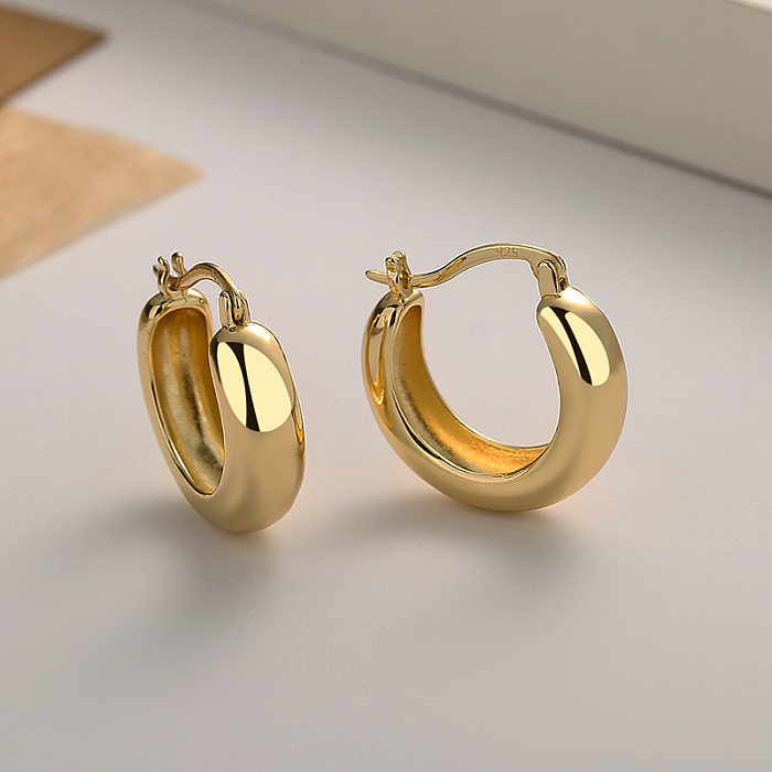 1 Pair Streetwear Round Plating Copper Gold Plated Earrings