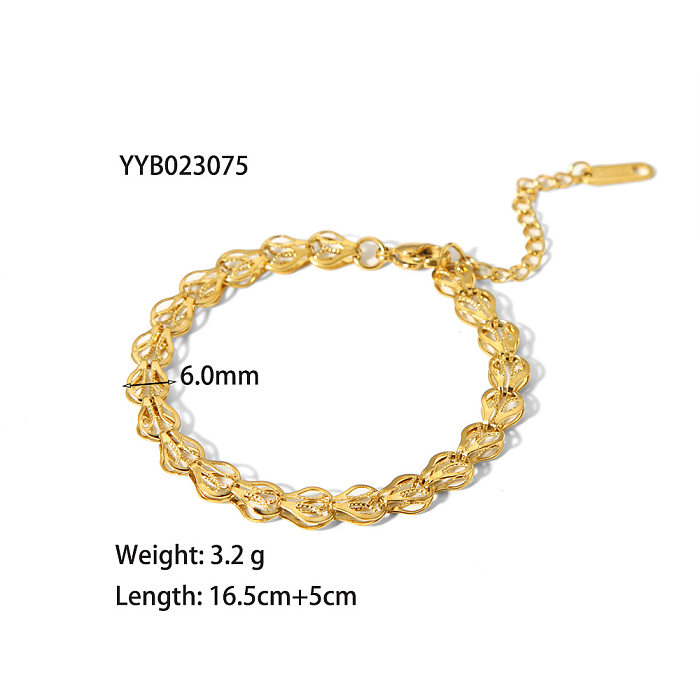 Hip-Hop Round Stainless Steel Plating Gold Plated Bracelets Necklace
