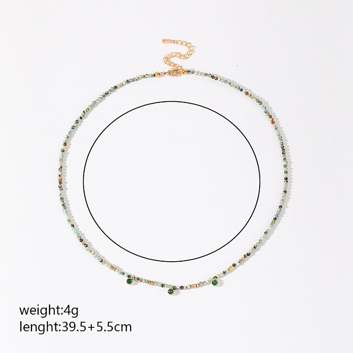 Vintage-Stil, einfacher Stil, runde Kristall-Süßwasserperlen-Kupfer-18-Karat-vergoldete Zirkon-Halskette in großen Mengen