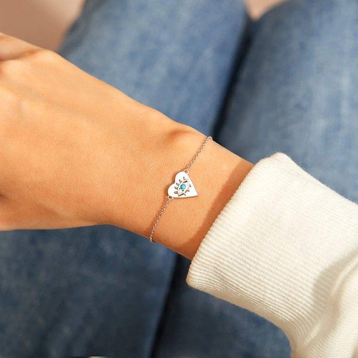 1 Piece Retro Devil'S Eye Heart Shape Copper Inlay Turquoise Bracelets