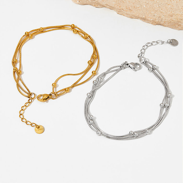 Collar de pulseras chapado en oro de 14 quilates con revestimiento de acero inoxidable de color sólido de estilo simple informal