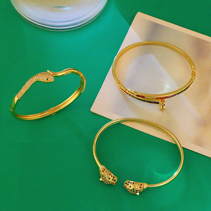 Wholesale Jewelry Snake Head Copper Inlaid Zircon Open Bracelet jewelry