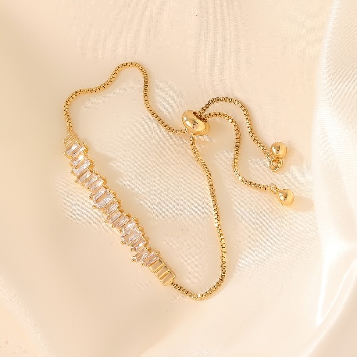 Bracelets à cordon de serrage en Zircon avec incrustation de cuivre géométrique de style simple