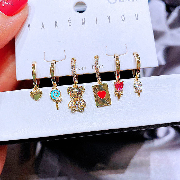 Yakemiyou Lady Cartoon Character Copper Inlaid Zircon Zircon Earrings