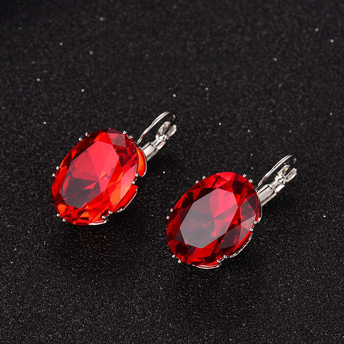 1 Pair Casual Sweet Simple Style Oval Water Droplets Inlay Copper Zircon Ear Studs