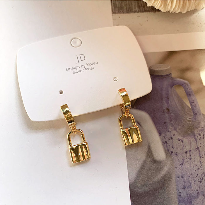 1 Pair Fashion Lock Brass Plating Dangling Earrings
