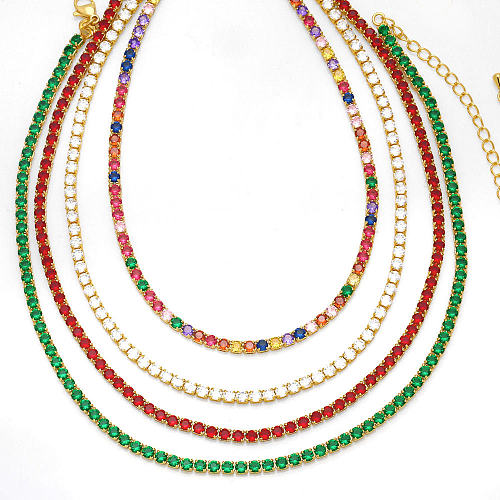 Fashion Multicolor Colorful Copper Plating Inlay Zircon Necklace