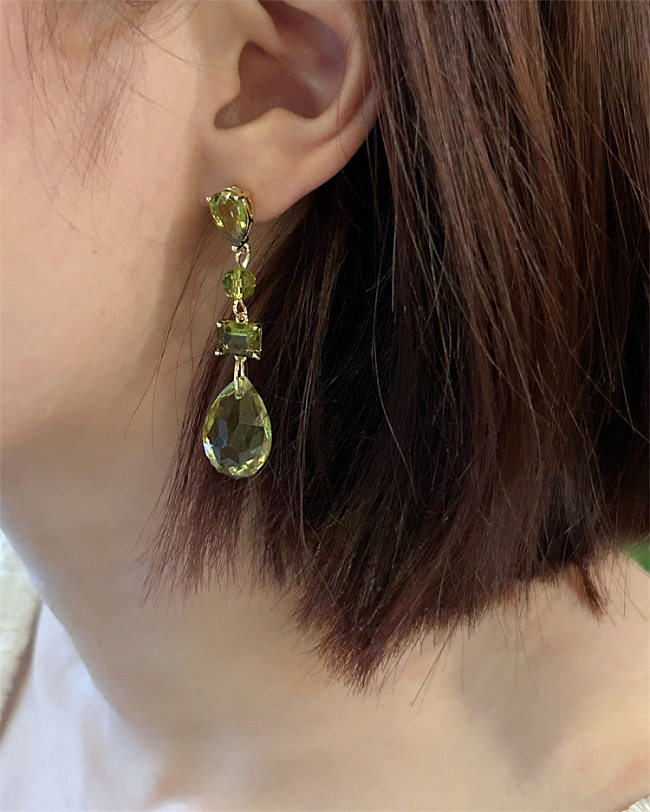1 Pair Modern Style Water Droplets Plating Inlay Copper Zircon Drop Earrings