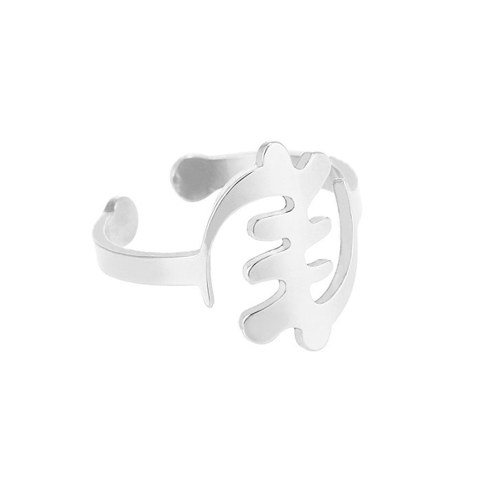 Chapado de anillo abierto de acero titanio geométrico de estilo simple sin anillos de acero inoxidable con incrustaciones