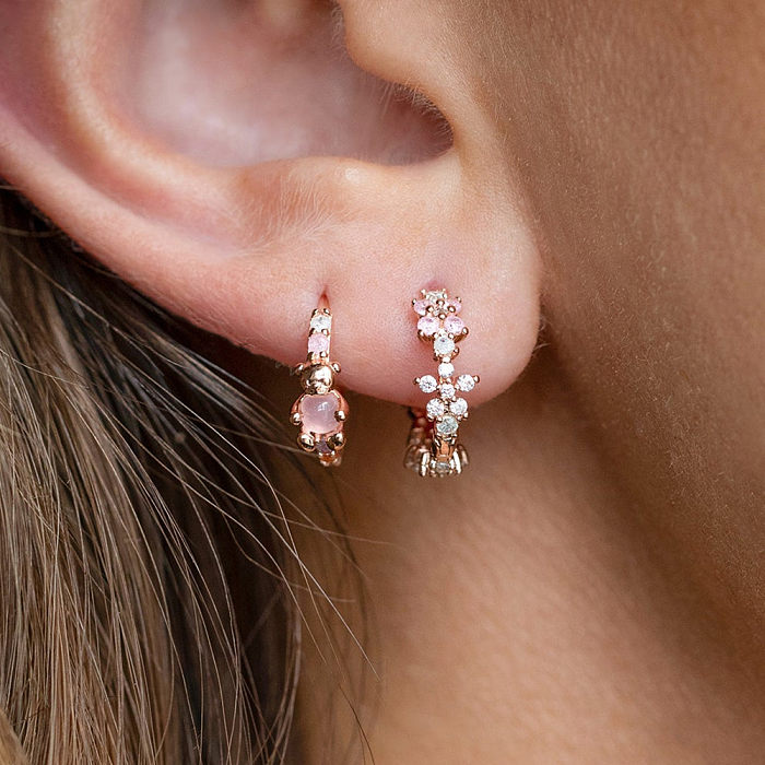 Fashion Bear Brass Earrings Plating Artificial Rhinestones Copper Earrings