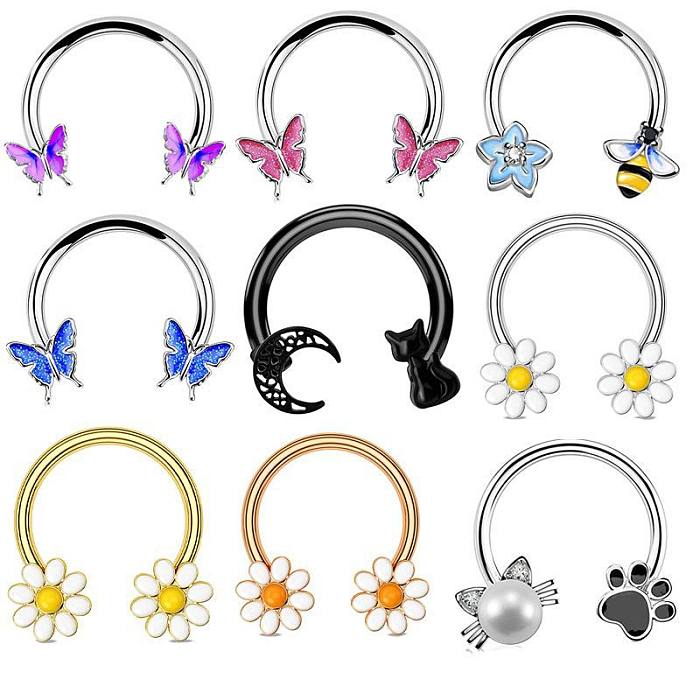 1 Piece Cute Sweet Star Enamel Plating Stainless Steel Copper Nose Ring