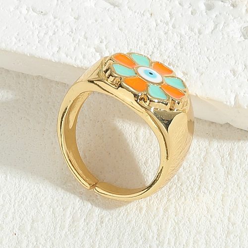 Elegant Luxurious Flower Copper Plating Inlay Zircon 14K Gold Plated Open Rings