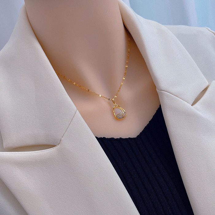 IG Style Sweet Tulip Copper Inlay Opal Zircon Pendant Necklace