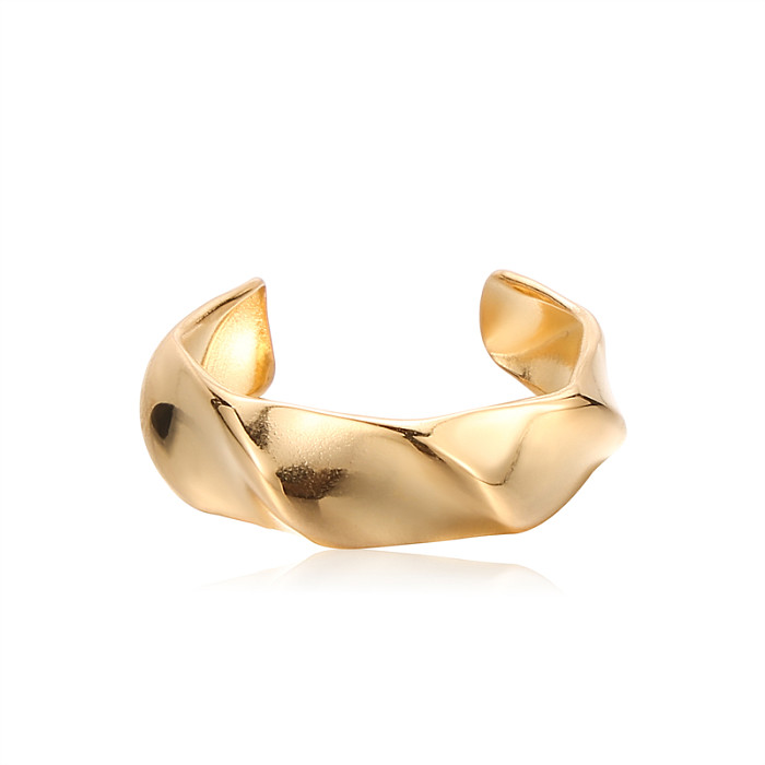 1 خاتم نسائي بسيط من الفولاذ المقاوم للصدأ باللون الذهبي