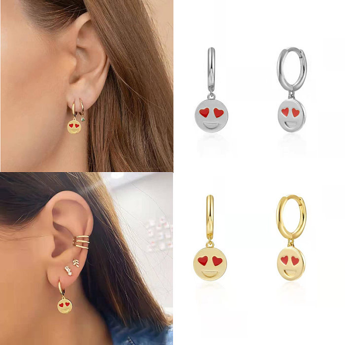 1 Pair Simple Style Eye Copper Plating Inlay Zircon Drop Earrings