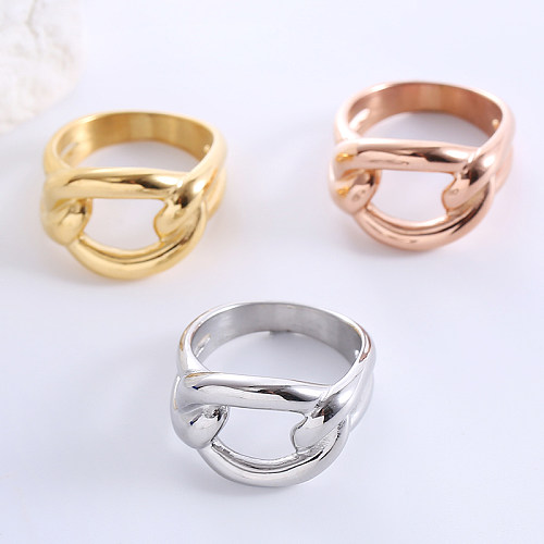 Elegant Luxurious Solid Color Stainless Steel Plating 18K Gold Plated Rose Gold Plated Rings