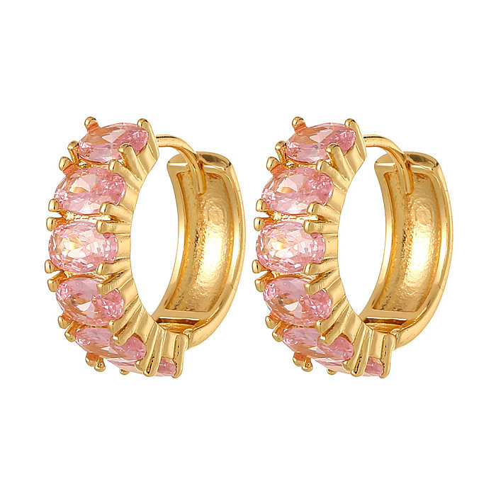 Fashion C Shape Copper Gold Plated Zircon Earrings 1 Pair