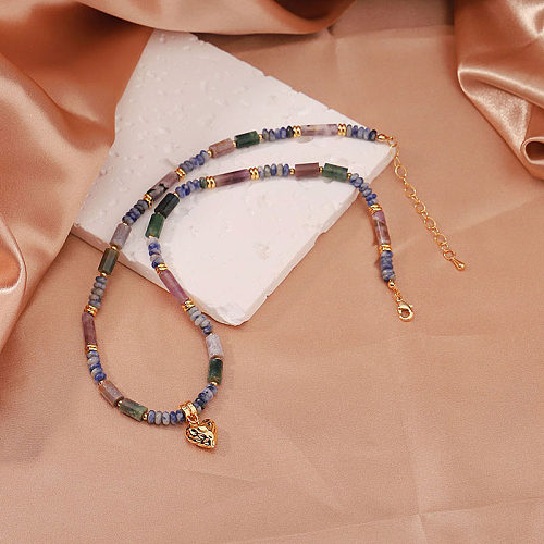 IG Style Einfache Halskette mit Anhänger in Herzform, Kupferperlenbeschichtung, 18 Karat vergoldet