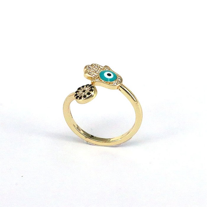Elegant Eye Copper Plating Inlay Zircon Gold Plated Open Ring