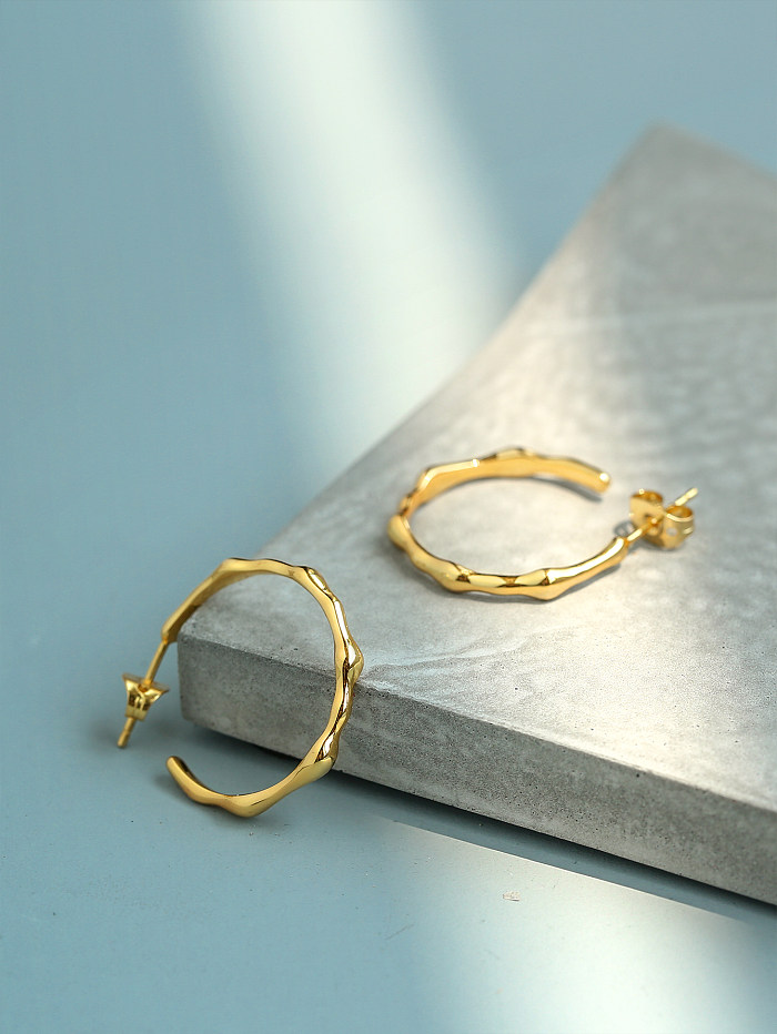 1 Pair Elegant Round Plating Brass 18K Gold Plated Earrings