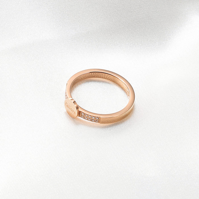 Wholesale Lady Letter Stainless Steel Plating Inlay Rose Gold Plated Zircon Rings