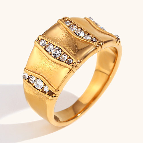 Vintage Style Geometric Solid Color Stainless Steel Plating Rings