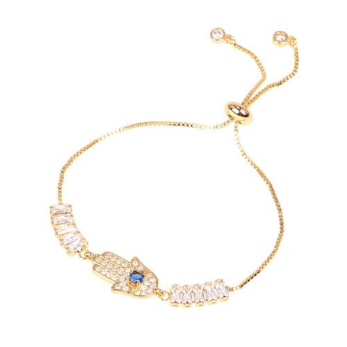 Fatifa – Bracelet palmier, pendentif œil bleu, ensemble de micro-diamants, vente en gros