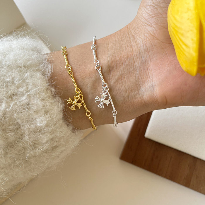 Basic Modern Style Cross Copper Plating Bracelets Necklace