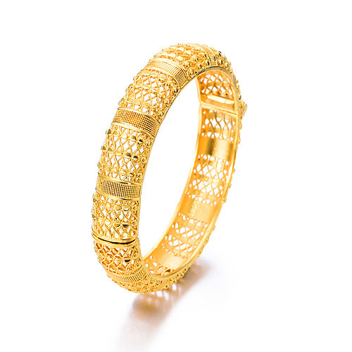 Ethnic Style Flower Copper Plating Gold Plated Bangle