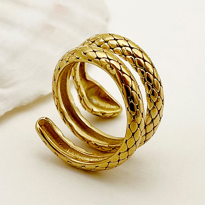 Funny Rock Punk Snake Stainless Steel Polishing Plating Gold Plated Rings