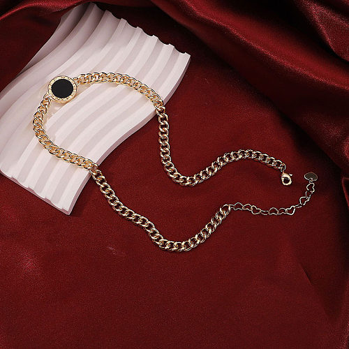 Rock streetwear estilo legal redondo revestimento de cobre incrustação acrílico 18K banhado a ouro colar banhado a prata