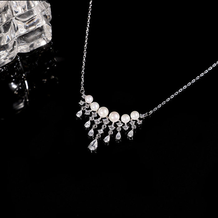 Classic Style Tassel Copper Artificial Gemstones Pendant Necklace In Bulk