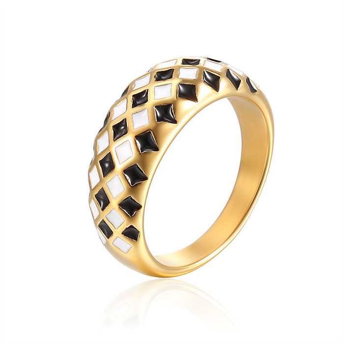 Elegante estilo simples estilo clássico redondo aço inoxidável titânio polimento chapeamento anéis banhados a ouro